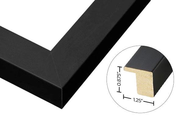 1.25 by 0.875 inch black solid wood frame